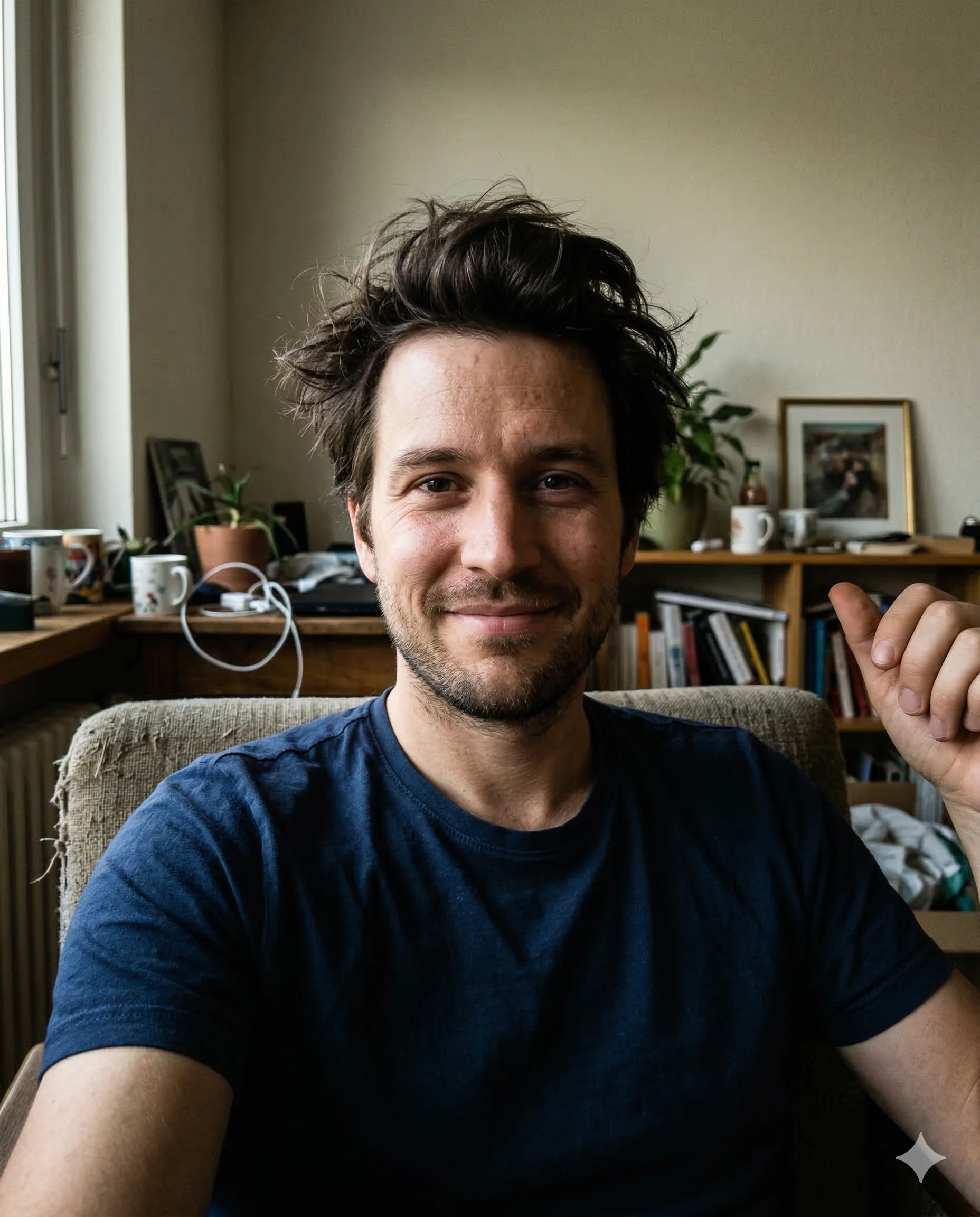 Casual selfie before AI headshot generation — professional style